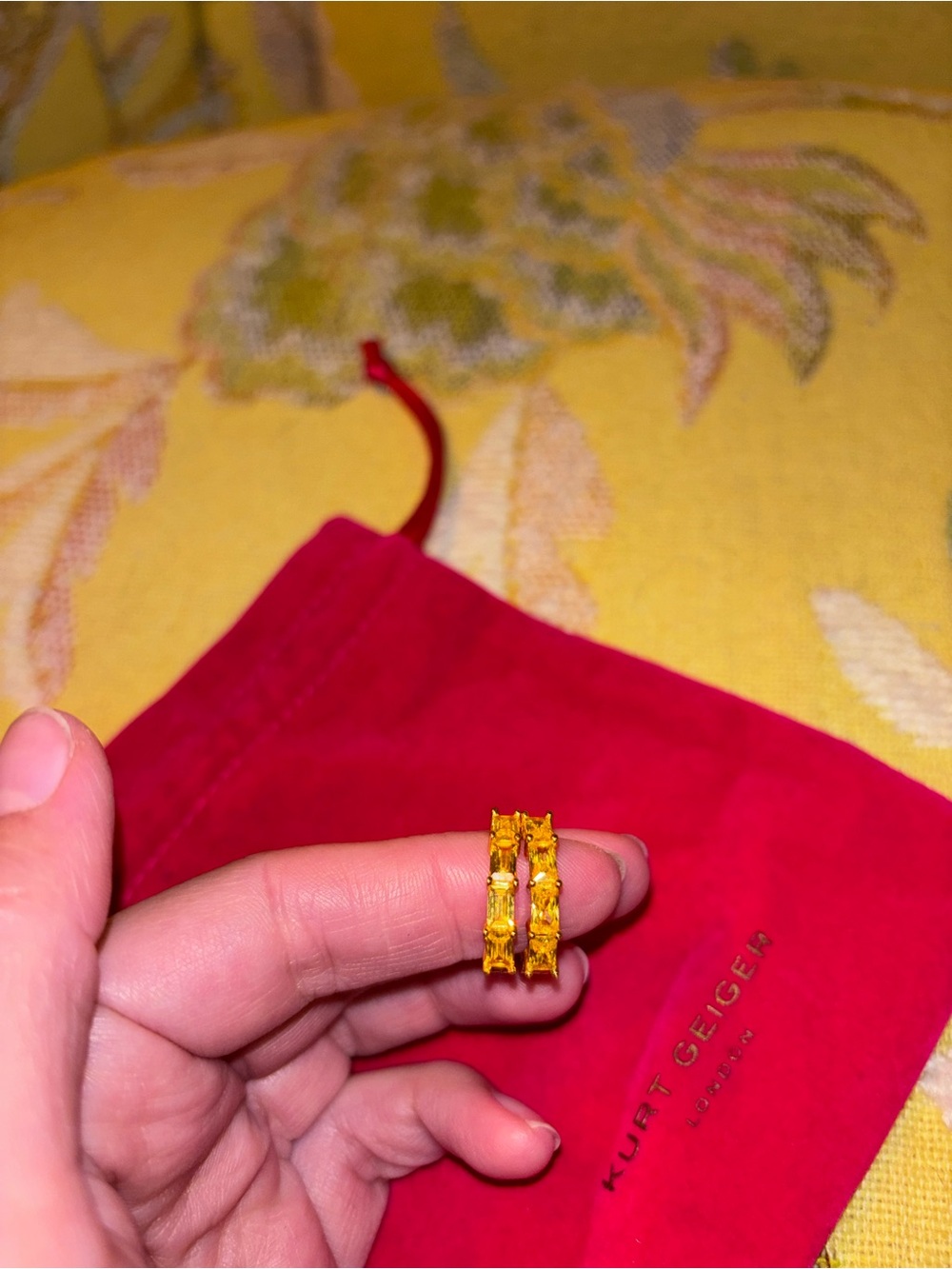 Kurt Geiger Gold Crystal Hoop Earrings
